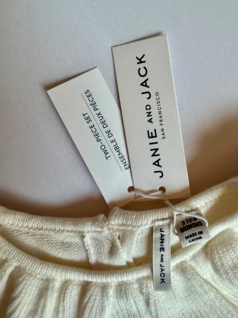NWT Janie and Jack Baby Cherry Cable Knit Sweater Set 3-6M